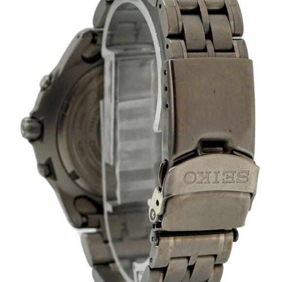 Men's 41mm Seiko Kinetic Titanium Landmaster SBCN003 Black Dial Watch - Picture 9 of 9